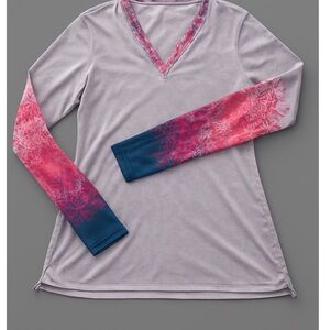 Lucky in Love V-Neck Shirt with Pink and Blue Accents